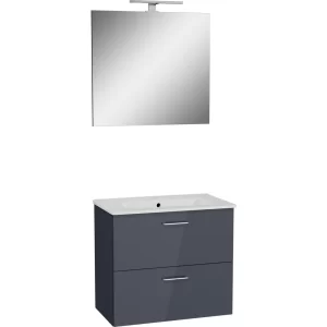 VitrA Ardea 67095 Banyo Dolabı Seti Çekmeceli, 70 cm, Parlak Antrasit