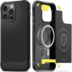 Spigen Apple iPhone 14 Pro Max Kılıf Rugged Armor MagFit (Magsafe Uyumlu) Matte Black - ACS04812