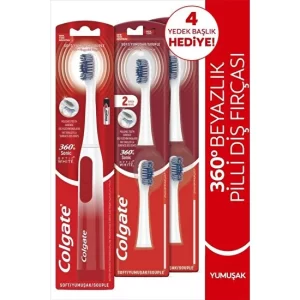 Colgate 360 Pilli Optik Beyaz Platinum Beyazlatıcı Yumuşak Diş Fırçası + 4 Adet Yedek Başlık Hediye